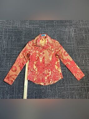 Couture Silk Paisley Floral Long Sleeve Shirt RN 102193 Small